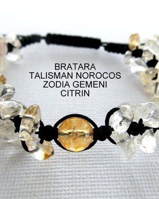 Bratara Zodia GEMENI*Talisman Norocos*Citrin