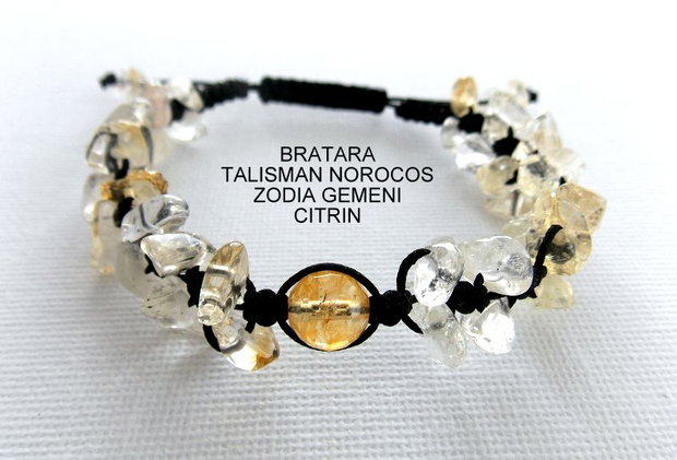 Bratara Zodia GEMENI*Talisman Norocos*Citrin