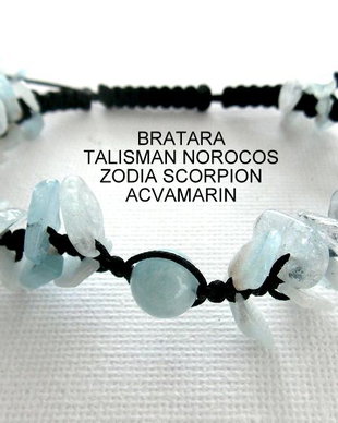 Bratara Zodia SCORPION*Talisman Norocos*Acvamarin