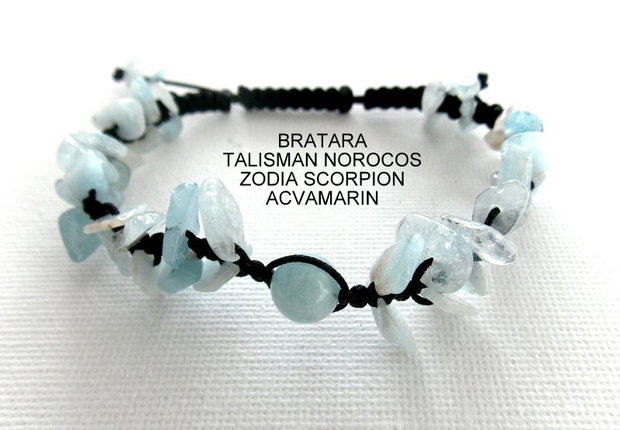 Bratara Zodia SCORPION*Talisman Norocos*Acvamarin