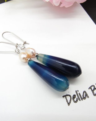 Cercei handmade unicat - agate si perle (cod1126)