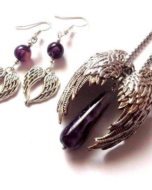 Set aripi ingerasi   cu agate mov 47812