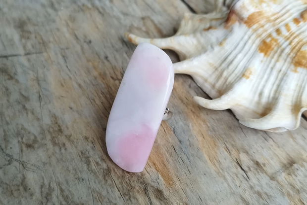 Inel opal roz, inel reglabil argint 925 rodiat