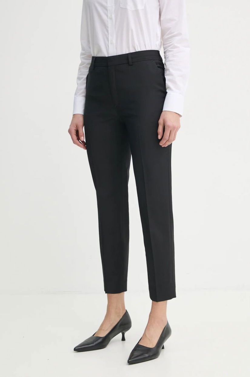 Filippa K pantaloni de lână culoarea negru, mulată, high waist, 29111