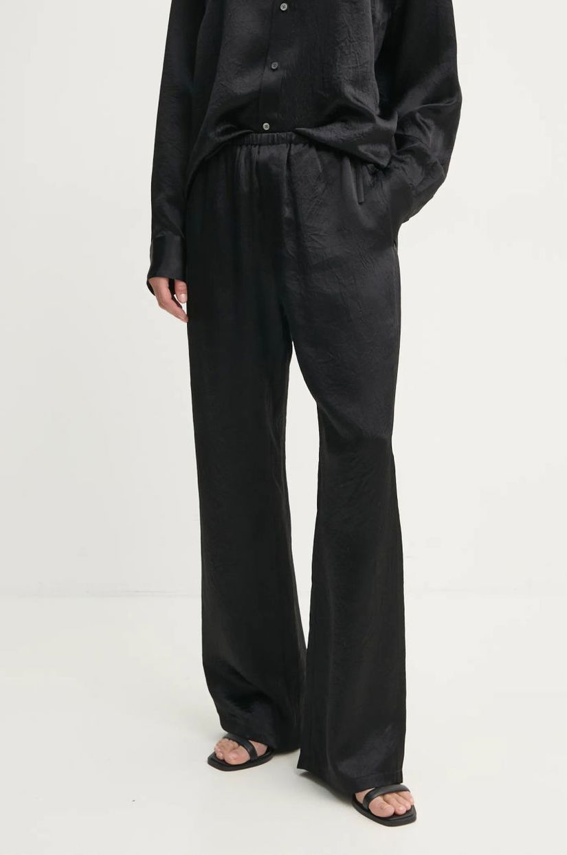 Filippa K pantaloni femei, culoarea negru, lat, high waist, 31129