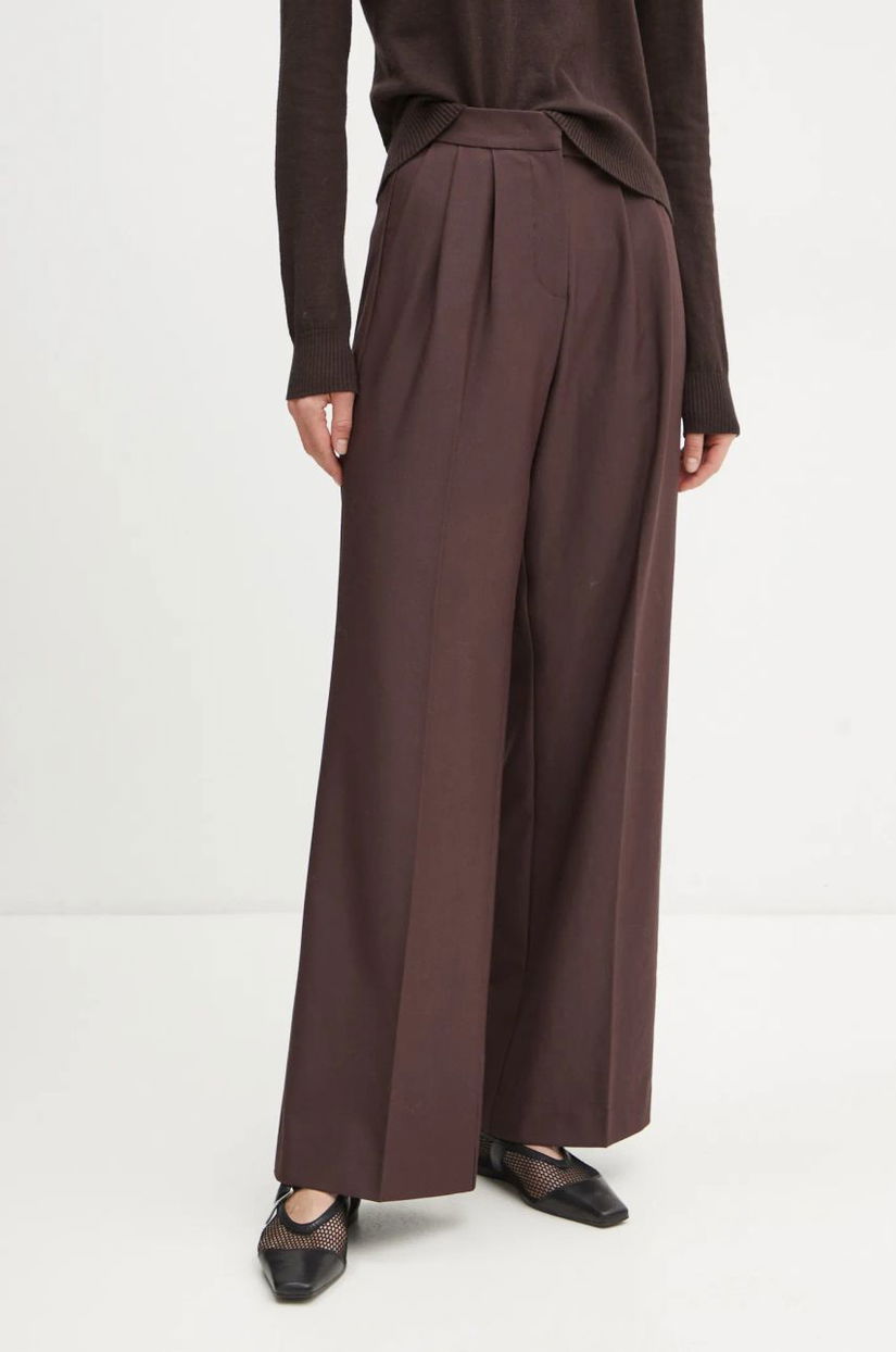 2NDDAY pantaloni Miles femei, culoarea bordo, lat, high waist, 2251160151