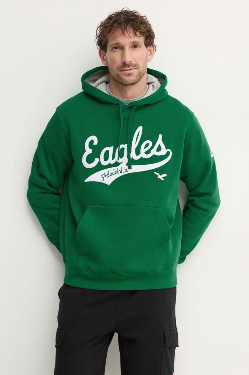 Nike bluză Philadelphia Eagles bărbați, culoarea verde, cu glugă, cu imprimeu, 2KDK-0BL7-Q86-V7Q