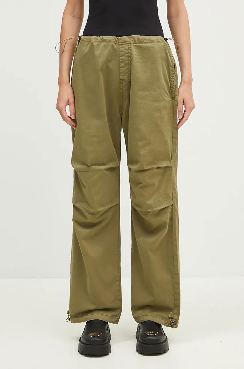 Alpha Industries pantaloni Cargo Jogger Pant femei, culoarea verde, lat, high waist, 148024