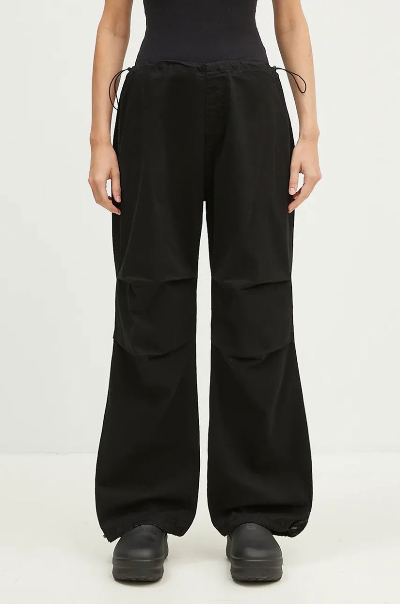 Alpha Industries pantaloni Cargo Jogger Pant femei, culoarea negru, lat, high waist, 148024