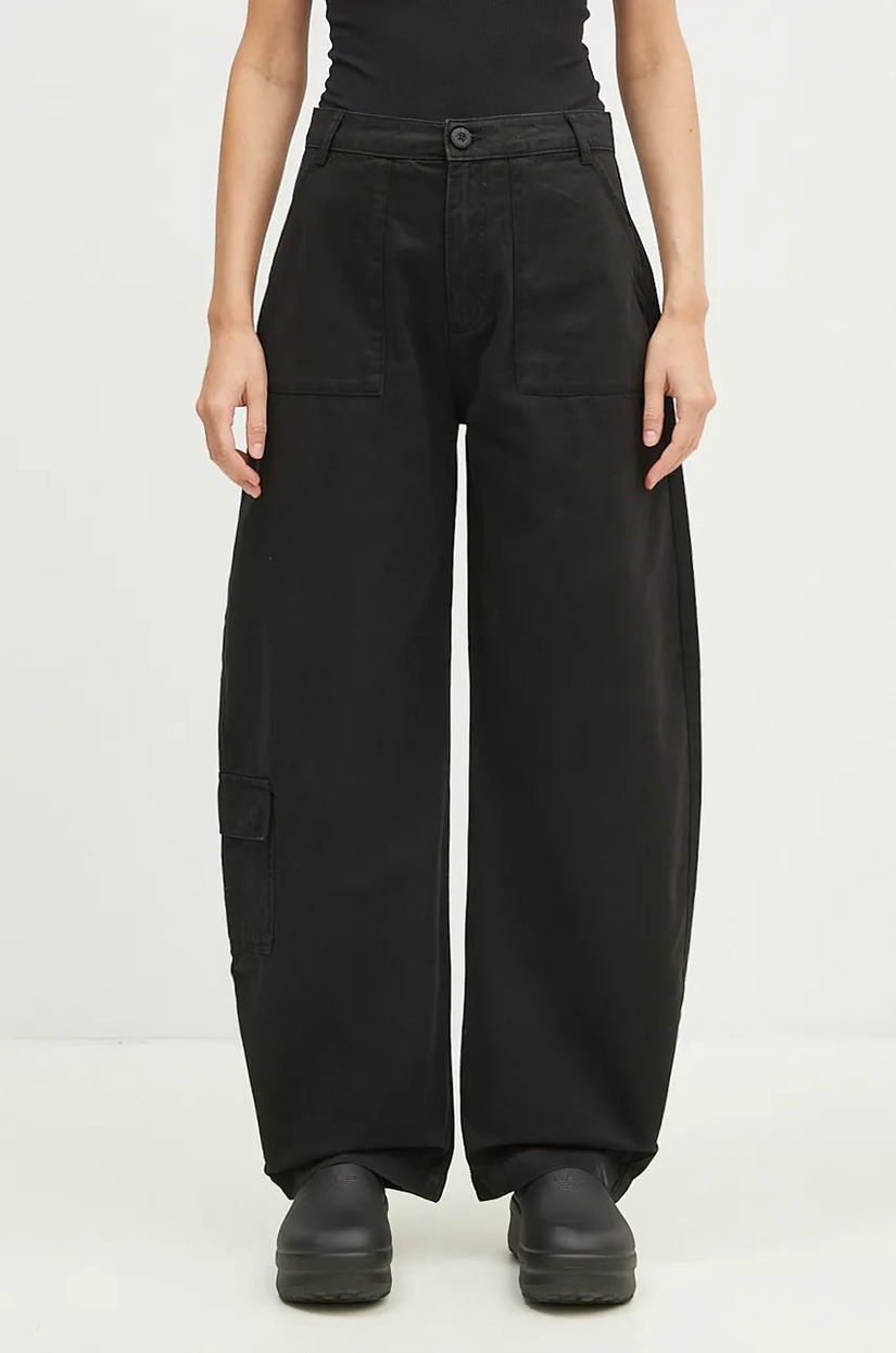 Alpha Industries pantaloni de bumbac Field Pant culoarea negru, lat, high waist, 148021