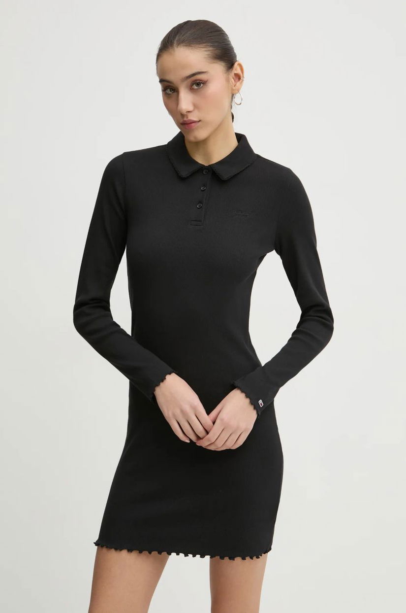 Tommy Jeans rochie culoarea negru, mini, mulată, DW0DW19475