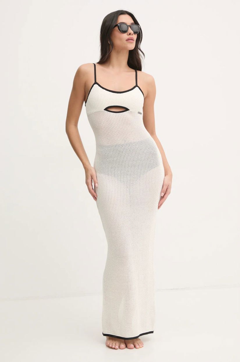 Karl Lagerfeld rochie culoarea bej, maxi, mulată, A1W46032