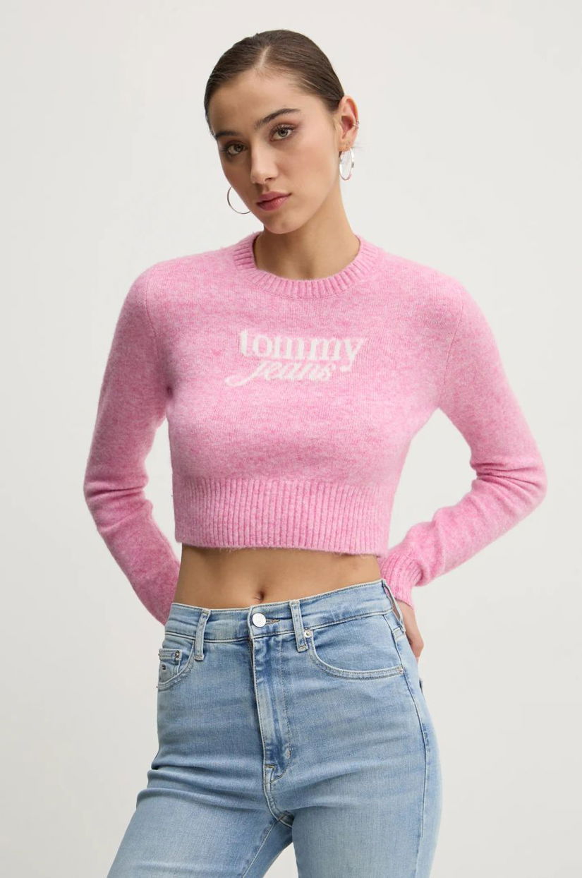 Tommy Jeans pulover din amestec de lână femei, culoarea roz, light, DW0DW19895