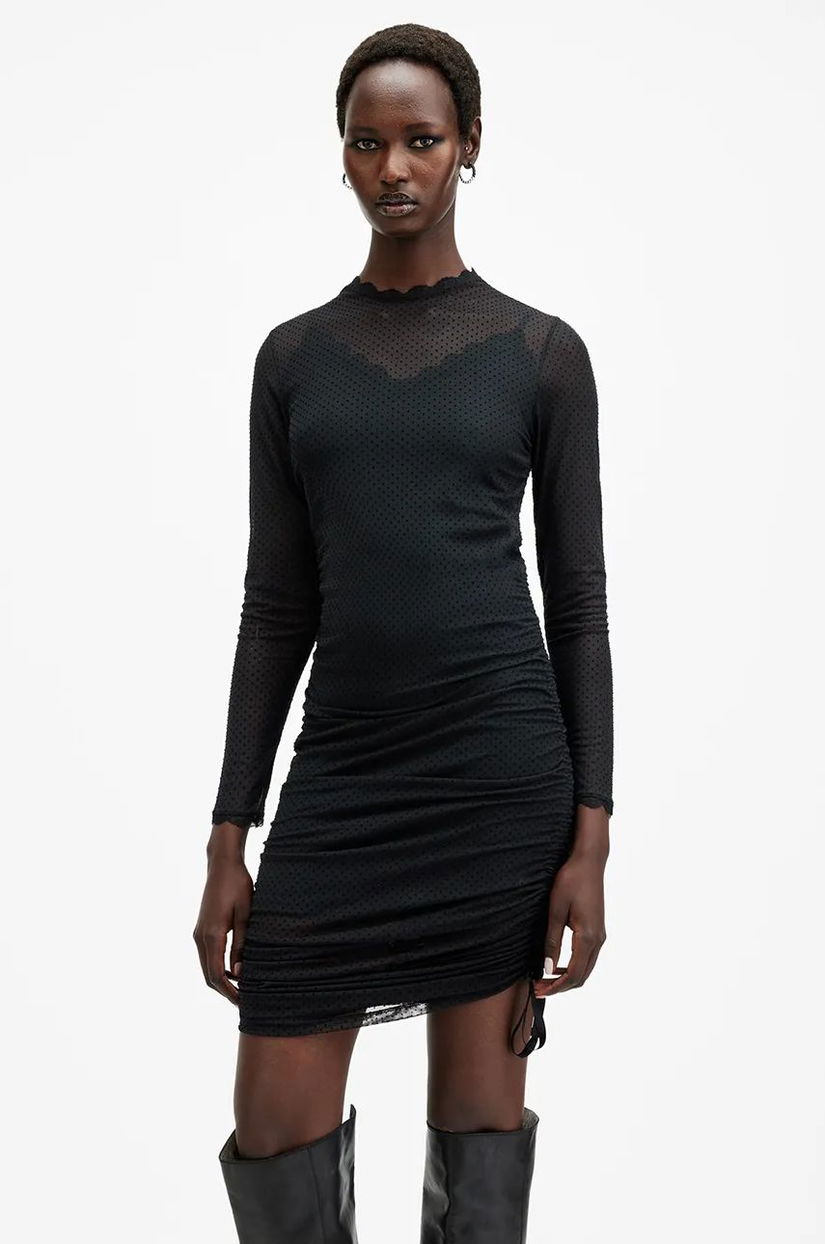 AllSaints rochie ADARA culoarea negru, mini, mulată, W241DB