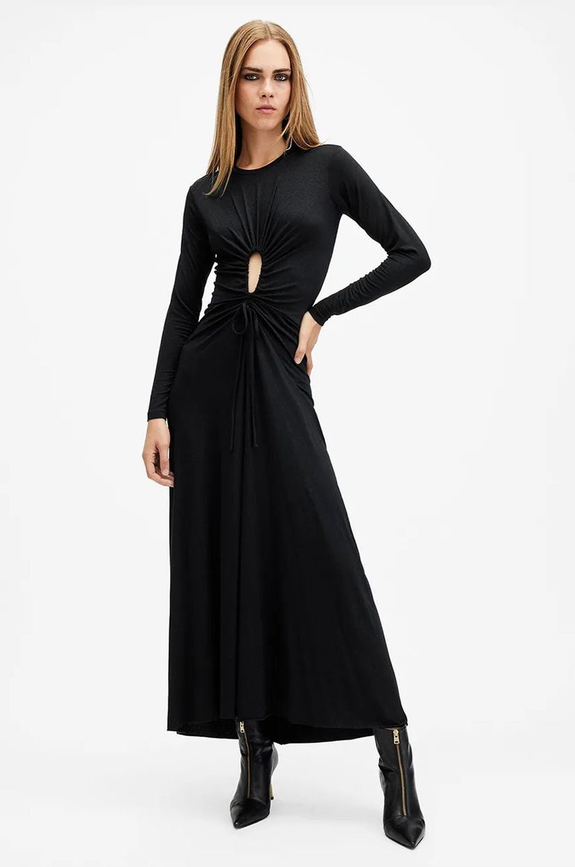 AllSaints rochie XYLIA culoarea negru, maxi, evazați, W175DB