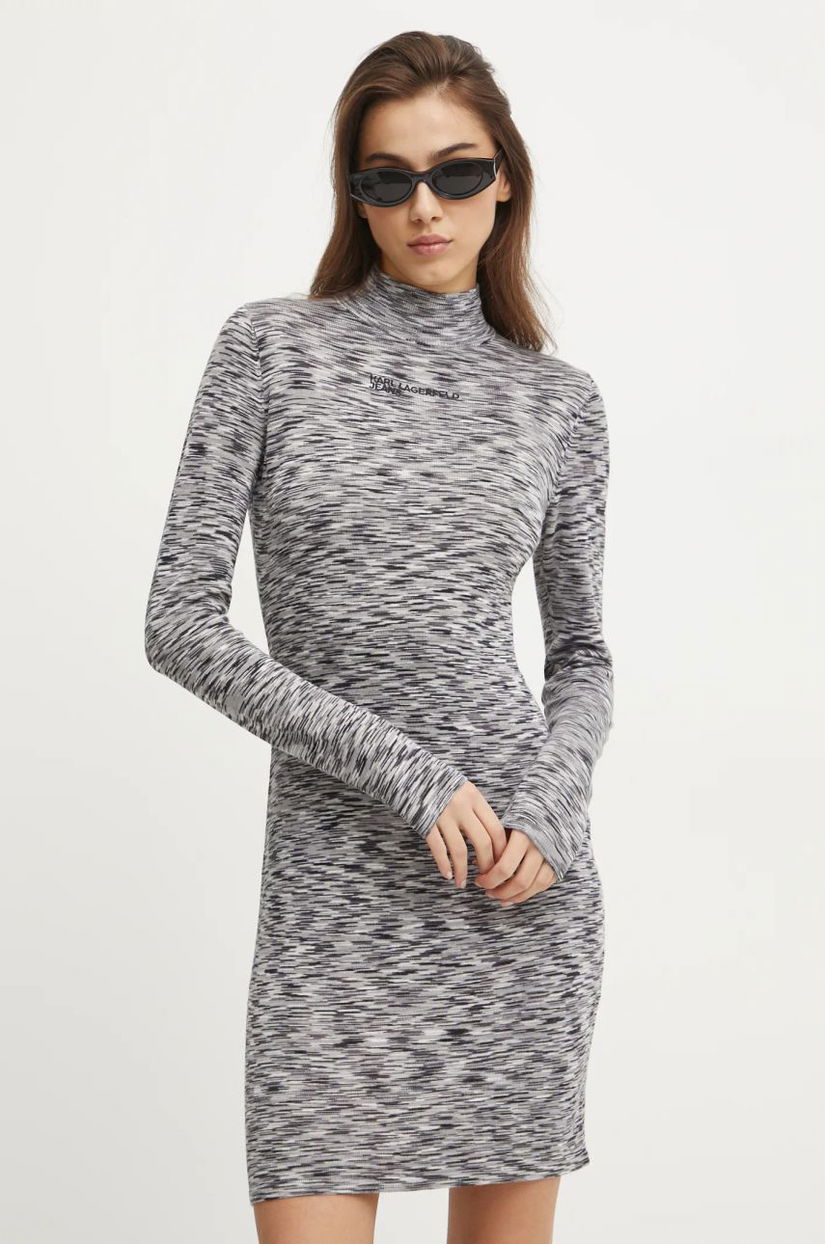 Karl Lagerfeld Jeans rochie culoarea gri, mini, mulată, A1W13008