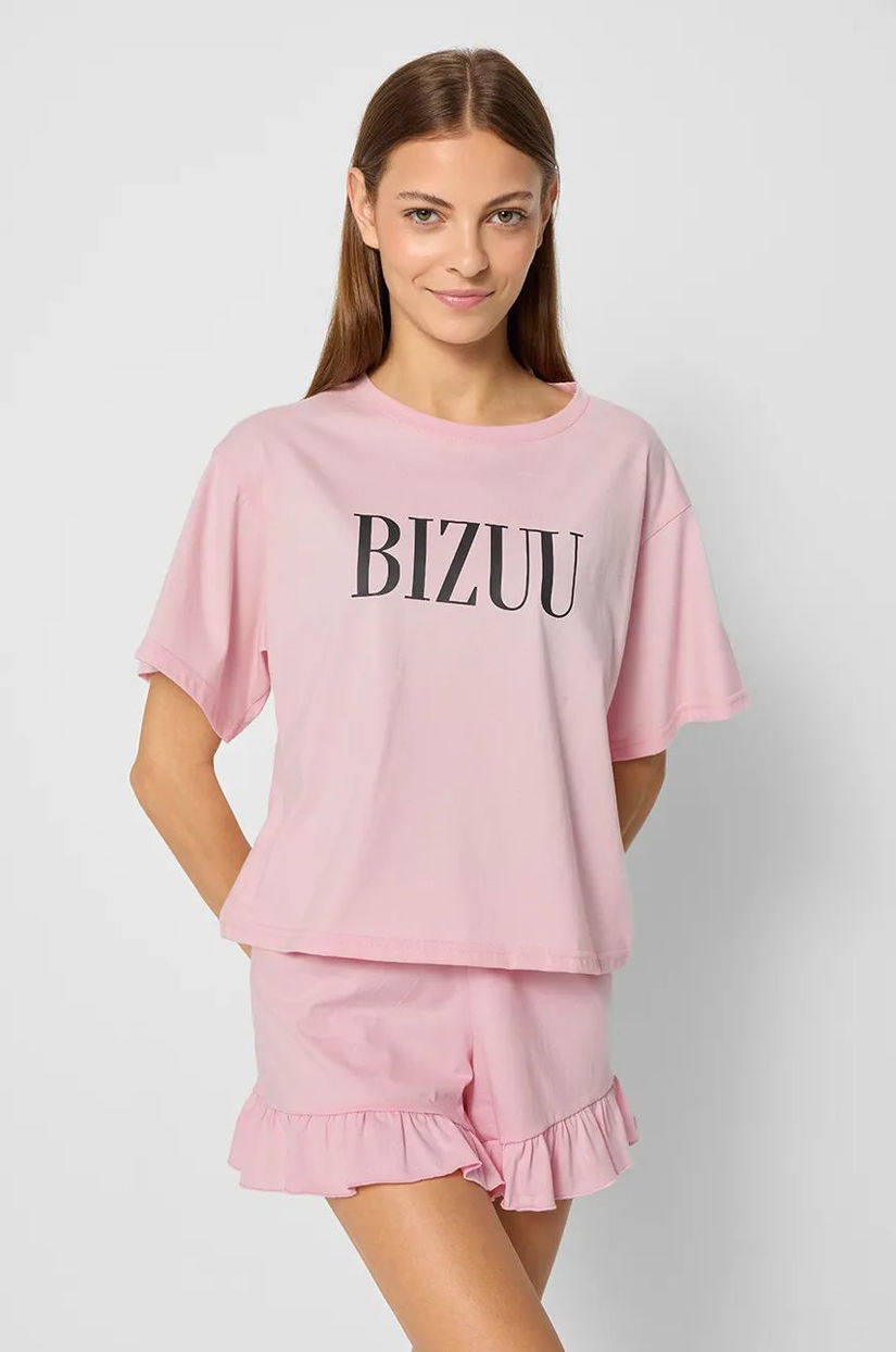 Bizuu tricou de pijama din bumbac ALEX culoarea roz, bumbac, PIŻAMA GÓRA ALEX_RÓŻOWY_AW24