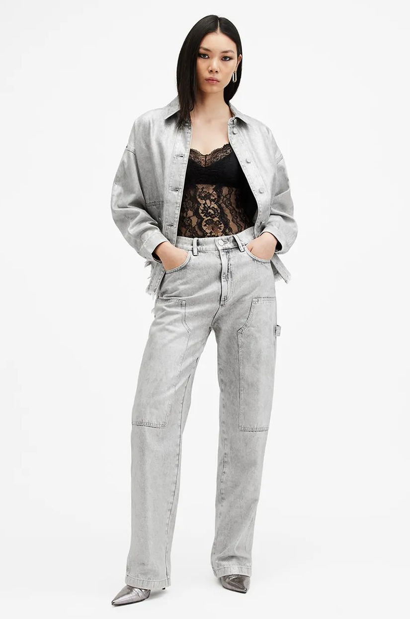 AllSaints blugi din bumbac MIA culoarea gri, W056EB