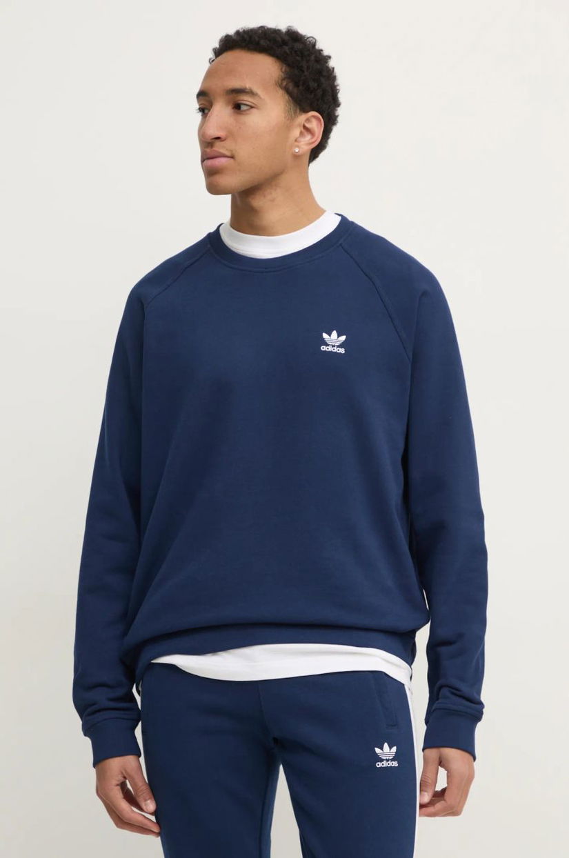 adidas Originals hanorac de bumbac Essential bărbați, culoarea bleumarin, uni, JD2414