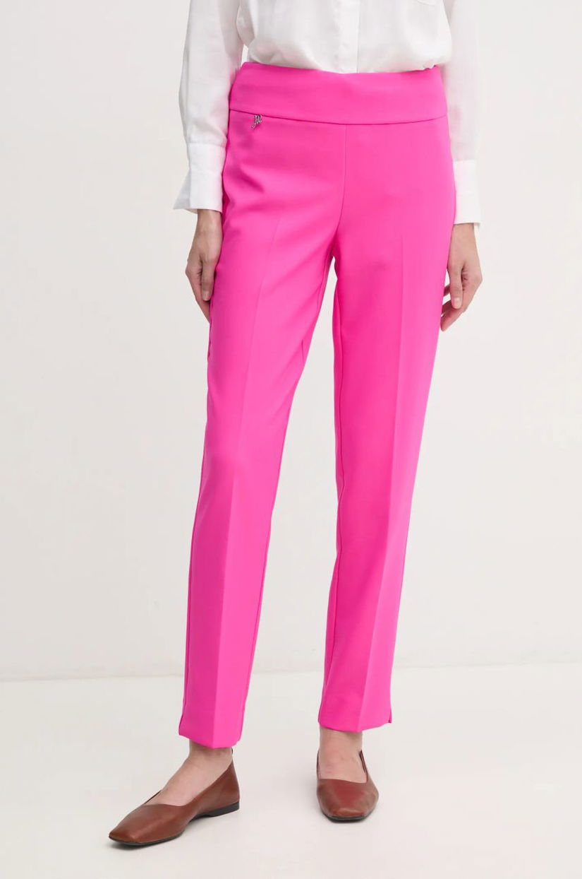 Joseph Ribkoff pantaloni femei, culoarea roz, fason tigareta, high waist, 241231