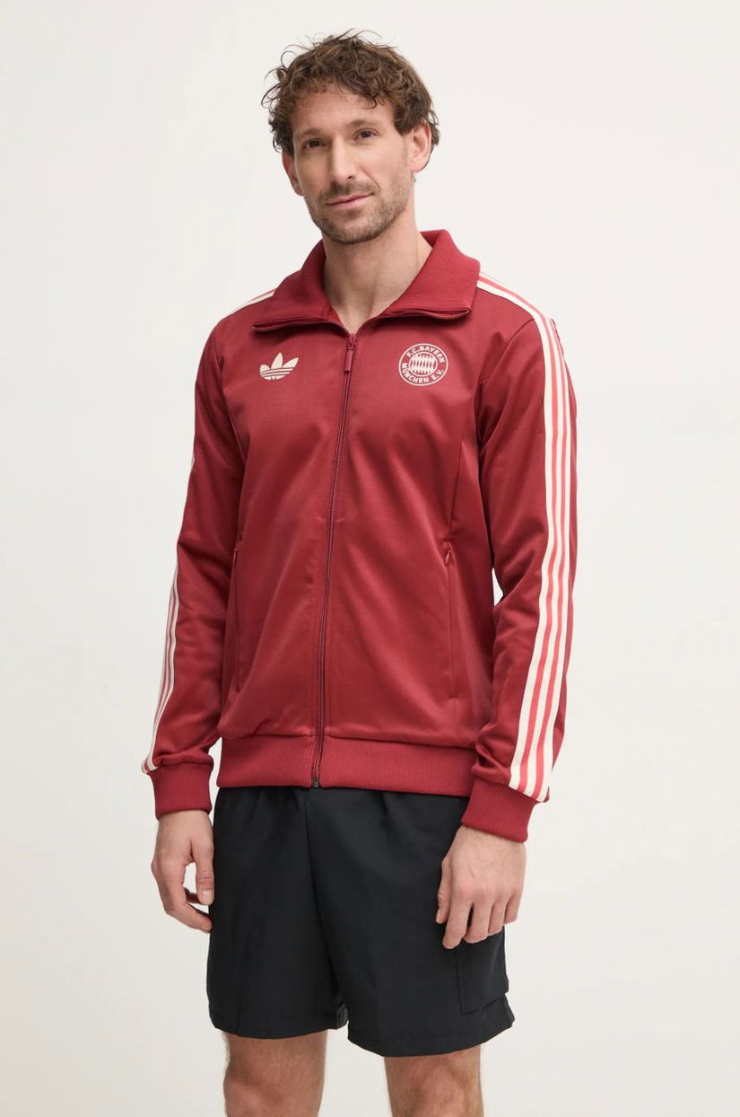 adidas Originals bluza F.C. BAYERN barbati, culoarea bordo, modelator, IY0047