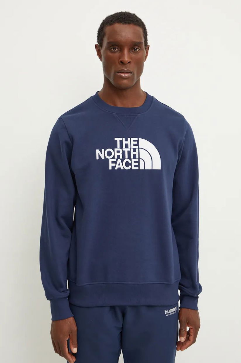 The North Face bluza Drew Peak barbati, culoarea albastru marin, cu imprimeu, NF0A89EK8K21