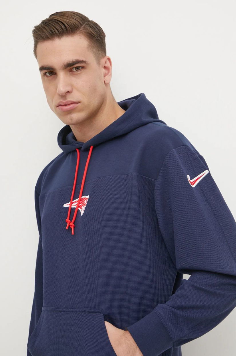 Nike hanorac din amestec de lana New England Patriots culoarea albastru marin, cu glugă, cu imprimeu, 02FI-41S-8K-L98