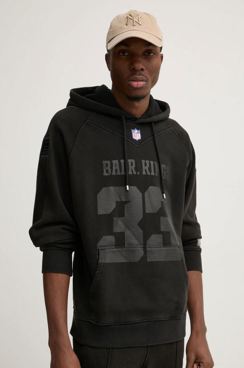 BALR. hanorac de bumbac NFL x BALR. barbati, culoarea negru, cu glugă, cu imprimeu, B1261 1133