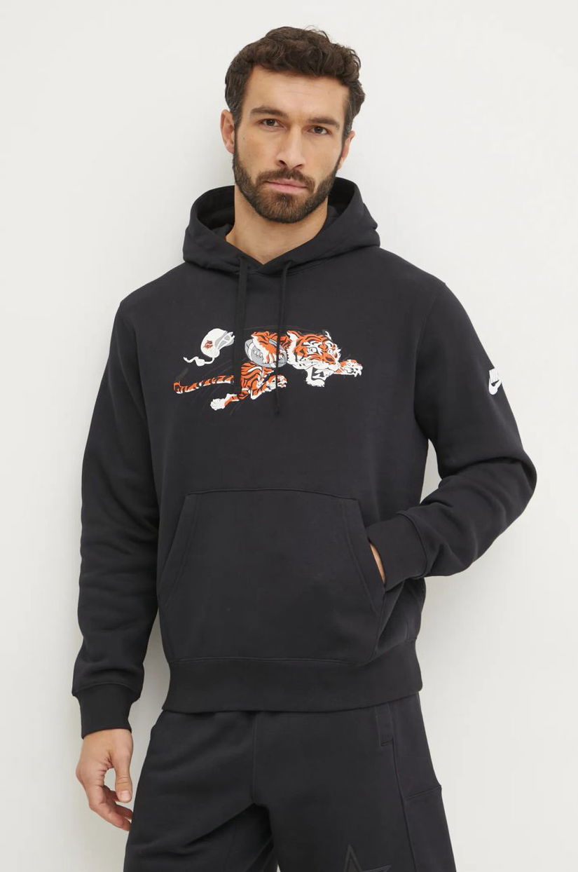 Nike bluza Cincinnati Bengals barbati, culoarea negru, cu glugă, cu imprimeu, NKDK-00A-8XV-13L