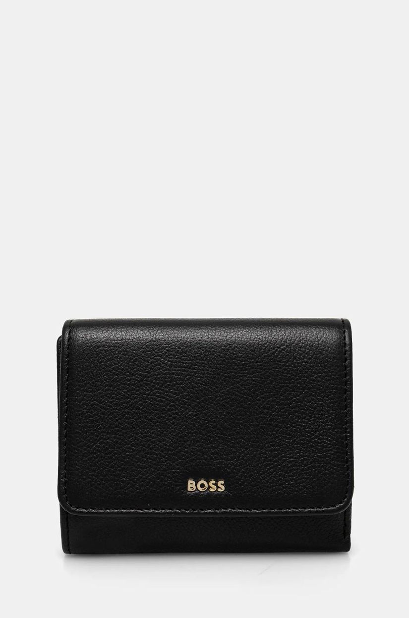 BOSS portofel de piele femei, culoarea negru, 50523685