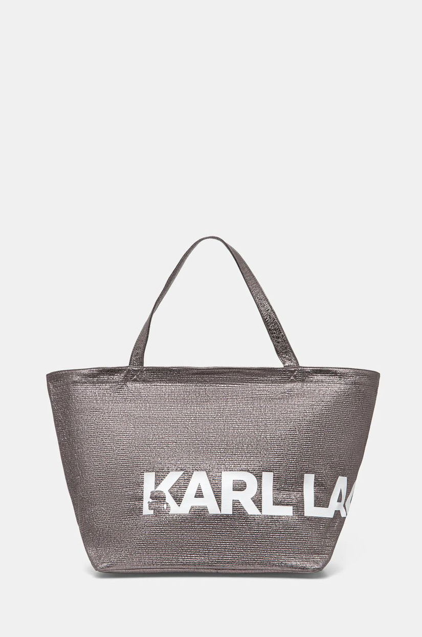 Karl Lagerfeld geanta de bumbac culoarea argintiu, A1W50064