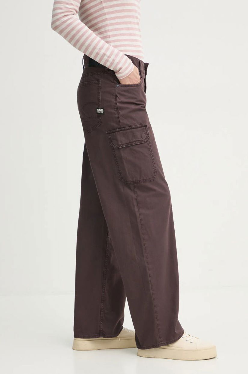 G-Star Raw pantaloni femei, culoarea maro, drept, medium waist, D24673-D388