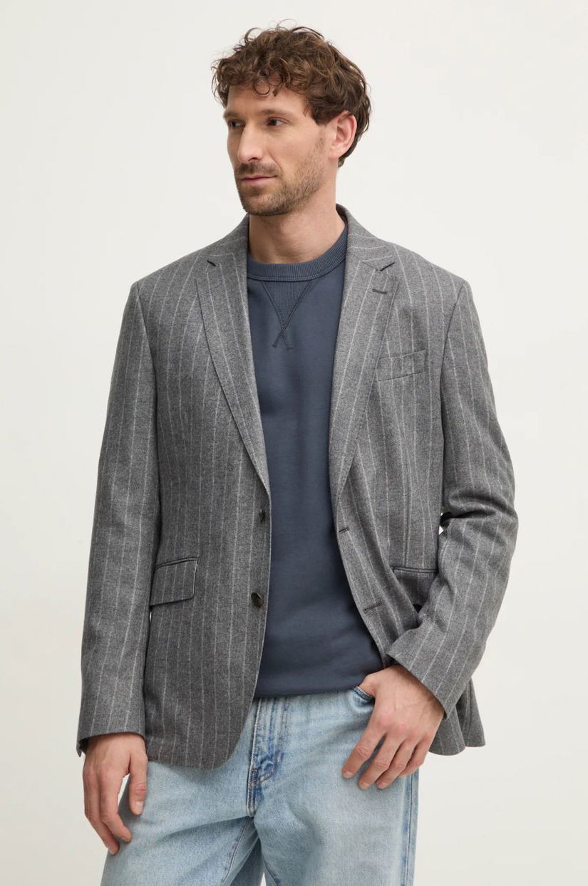 Hackett London sacou barbati, culoarea gri, HM470563R