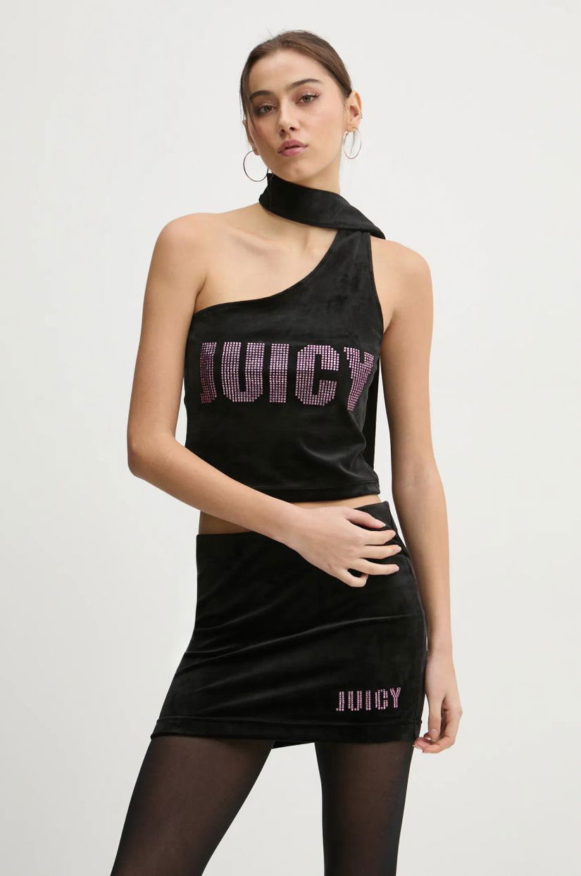 Juicy Couture top culoarea negru, cu imprimeu, JCBCT125863