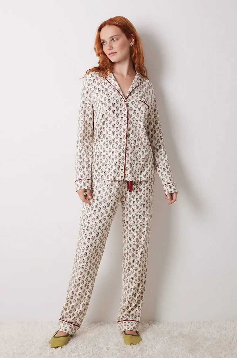 women'secret pijama LOVE ACTUALLY GENERIC PJ femei, culoarea bej, 4758231