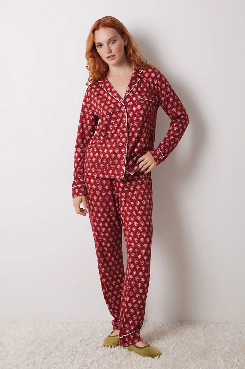 women'secret pijama LOVE ACTUALLY GENERIC PJ femei, culoarea rosu, 4758230