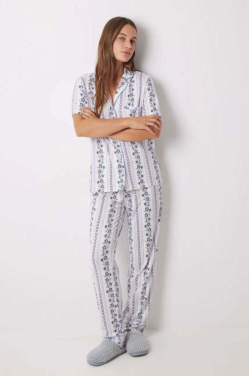 women'secret pijama MIX AND MATCH HAMPTONS femei, culoarea bej, 4858813