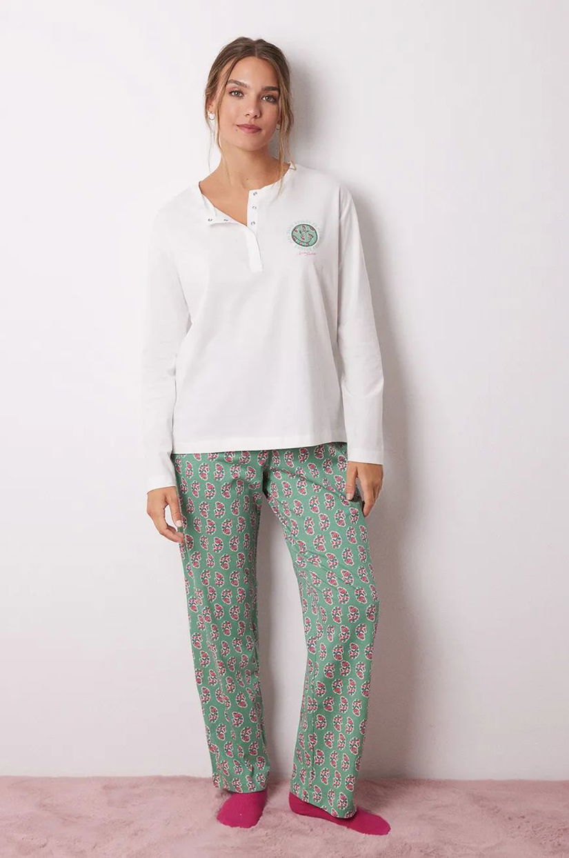 women'secret pijamale de bumbac VERY MERRY culoarea bej, bumbac, 3138658