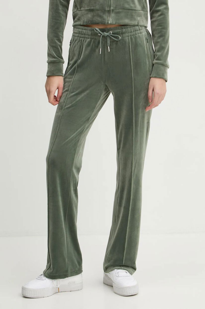 Juicy Couture pantaloni de trening culoarea verde, cu imprimeu, JCAPW045