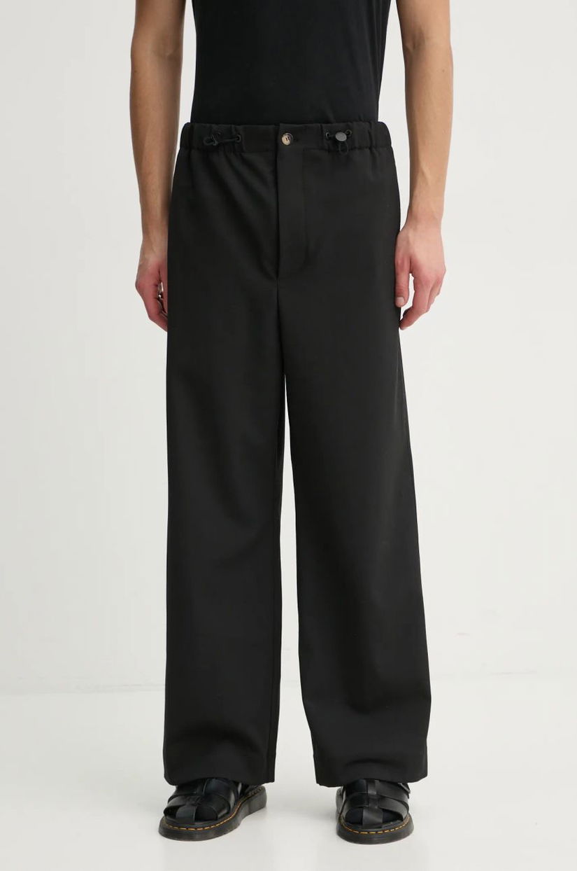 Nanushka pantaloni din lână culoarea negru, chinos, NM24FWPA24599