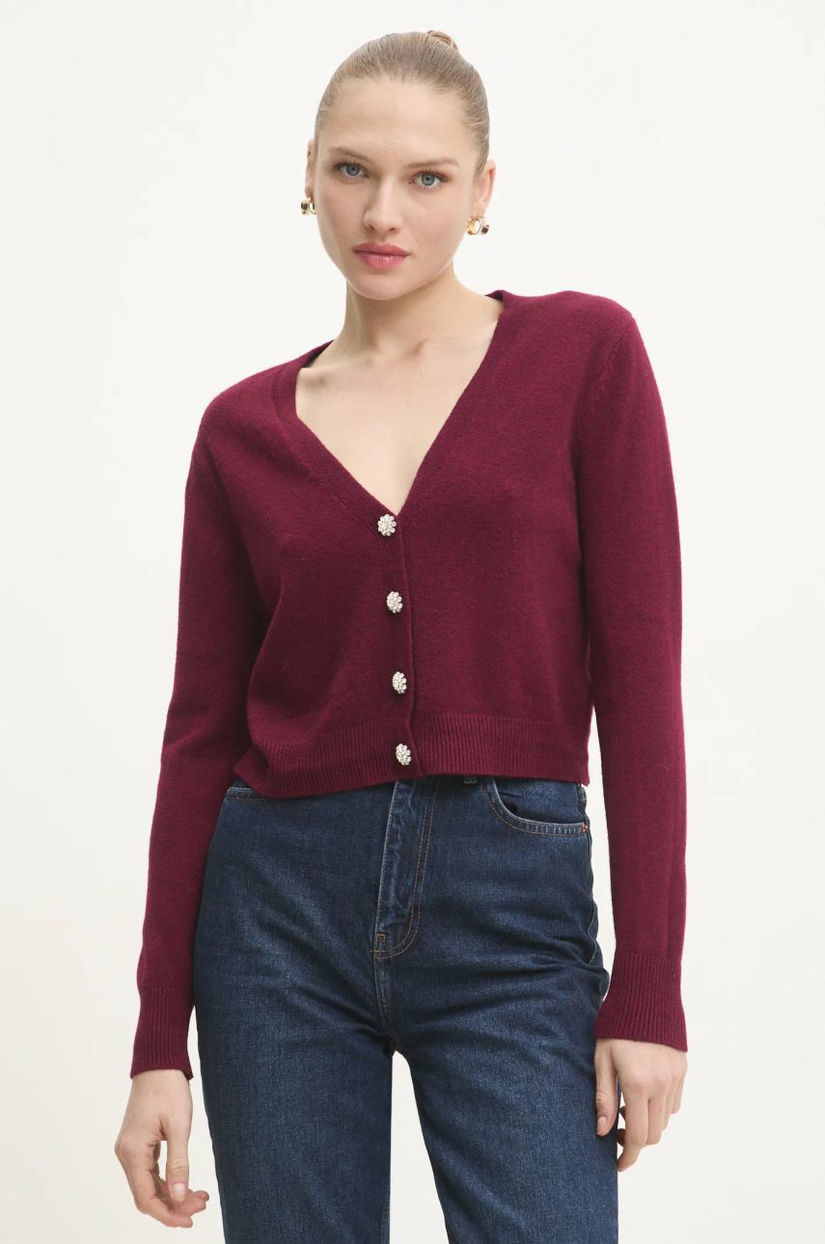 Answear Lab cardigan femei, culoarea bordo, light