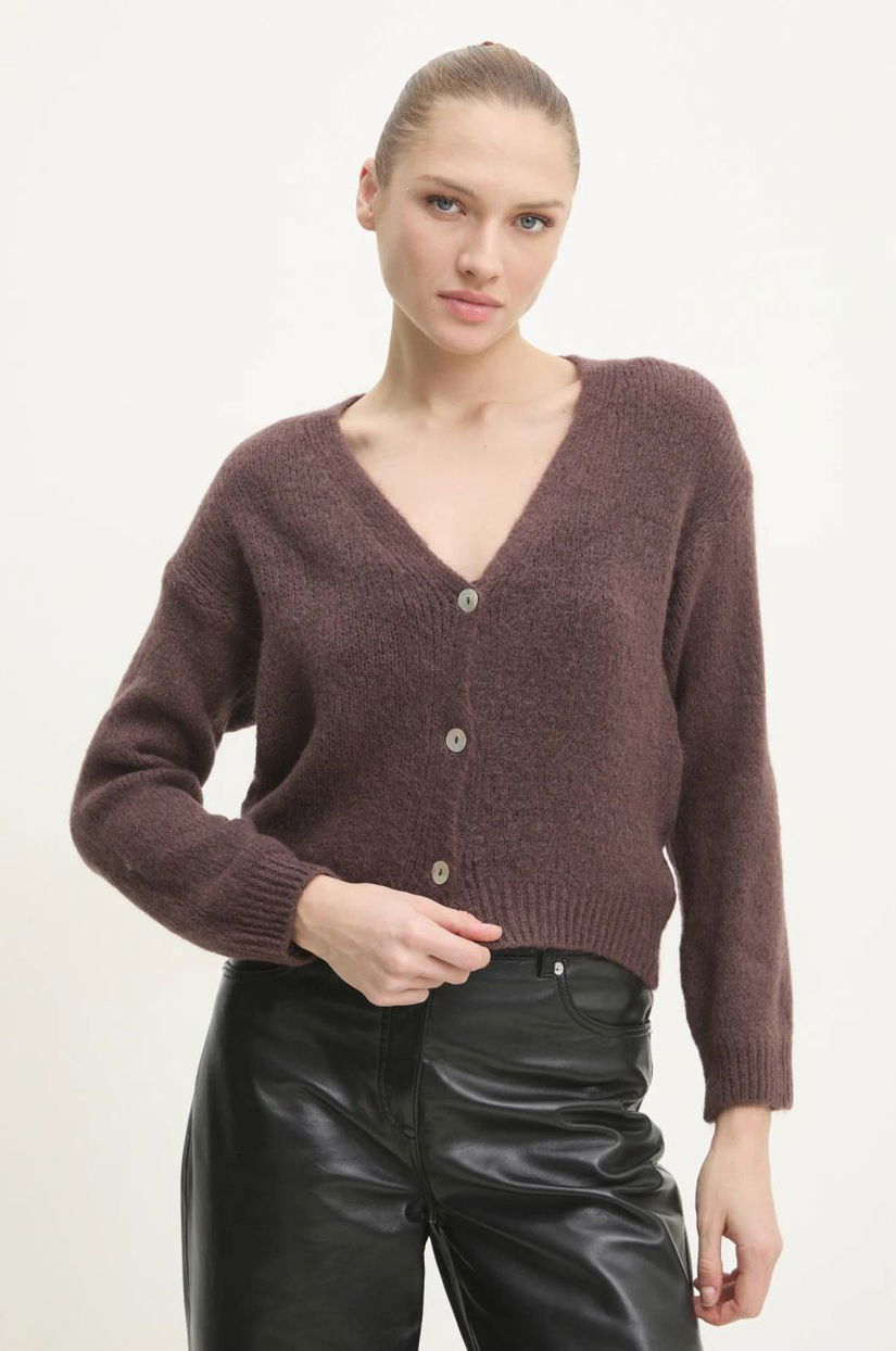 Answear Lab cardigan de lana culoarea maro