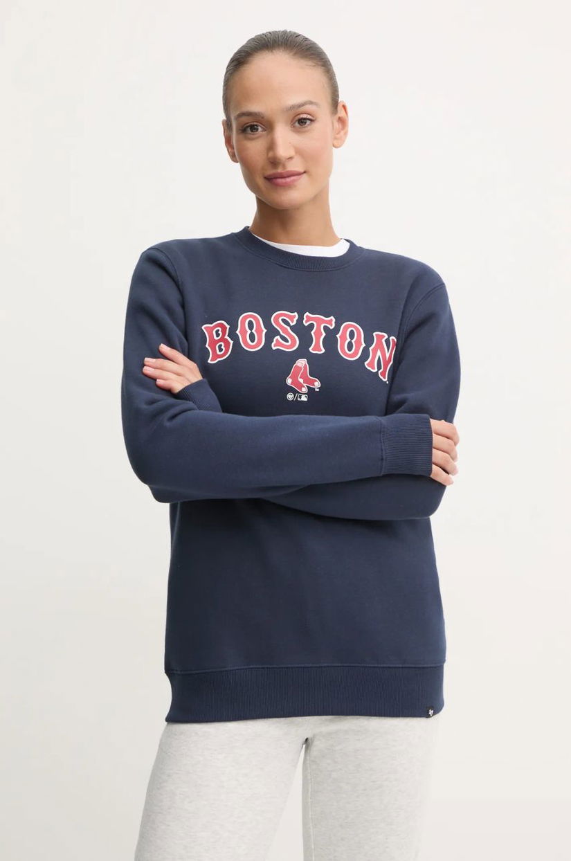 47 brand bluza MLB Boston Red Sox femei, culoarea albastru marin, cu imprimeu, BB002PEMIBC630058FN