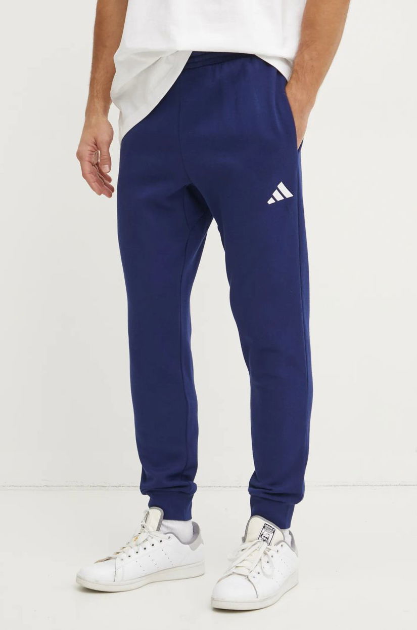 adidas pantaloni de trening Feelcozy culoarea albastru marin, neted, JE3814