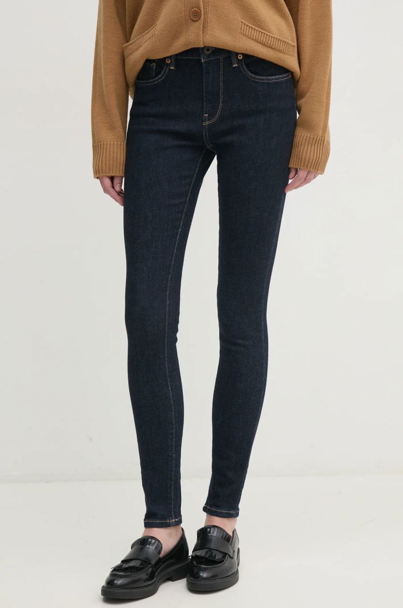 Pepe Jeans jeansi SKINNY JEANS MW REGENT femei, culoarea albastru marin, PL204728BC1