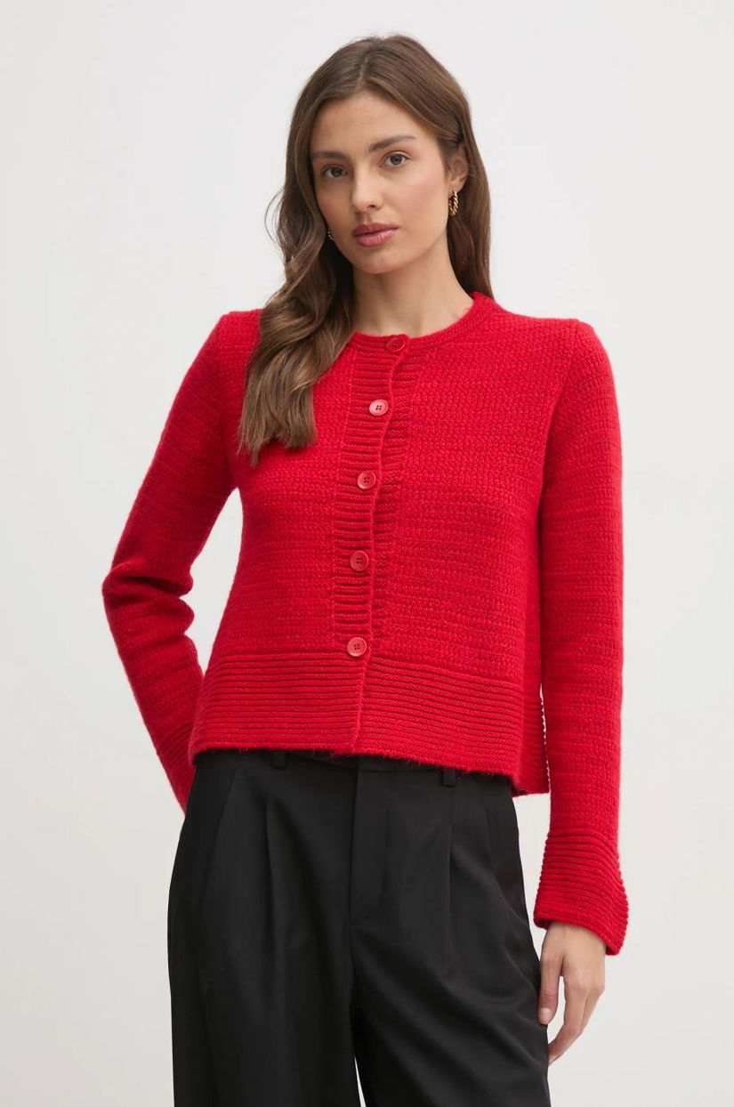 Sisley cardigan din amestec de lana culoarea rosu, 1176M500N