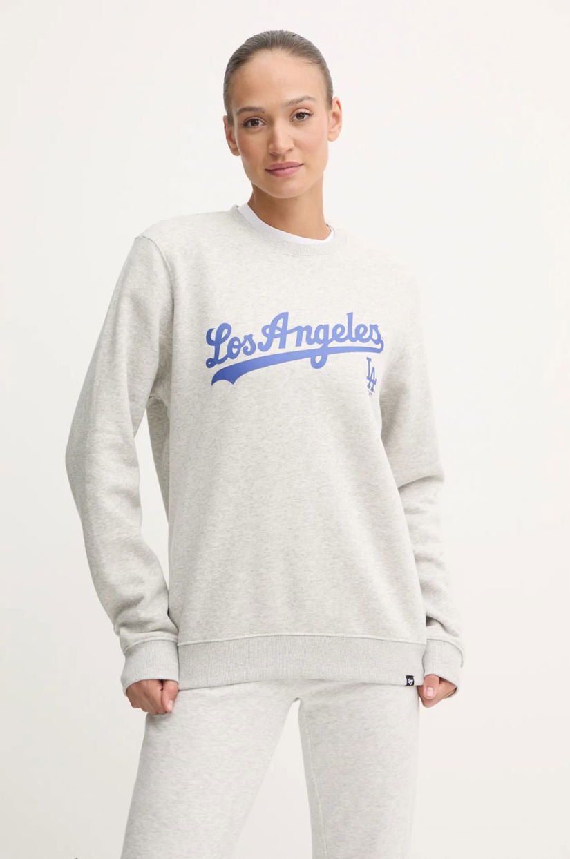 47 brand bluza MLB Los Angeles Dodgers femei, culoarea gri, cu imprimeu, BB012PEMIBC630059CK