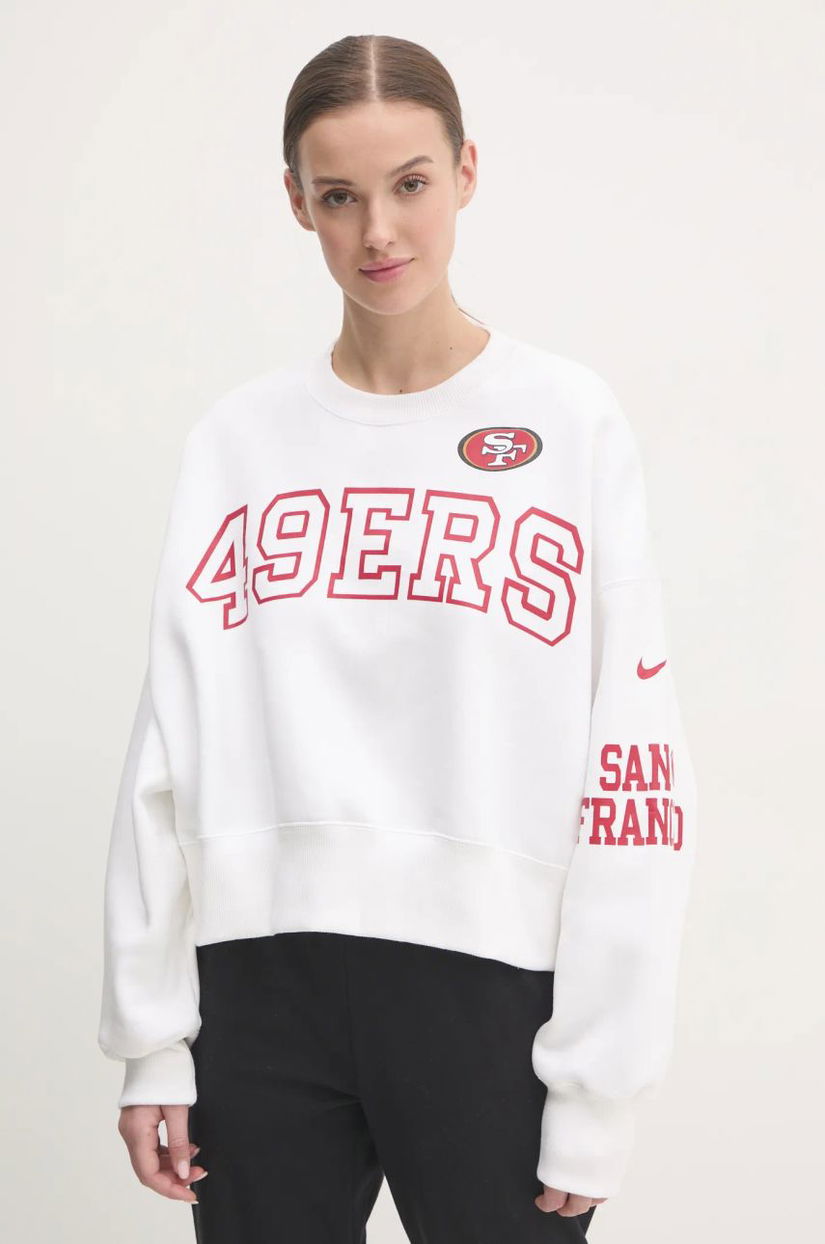 Nike bluza San Francisco 49ers femei, culoarea alb, cu imprimeu, 01D7-11QR-73-AZ1