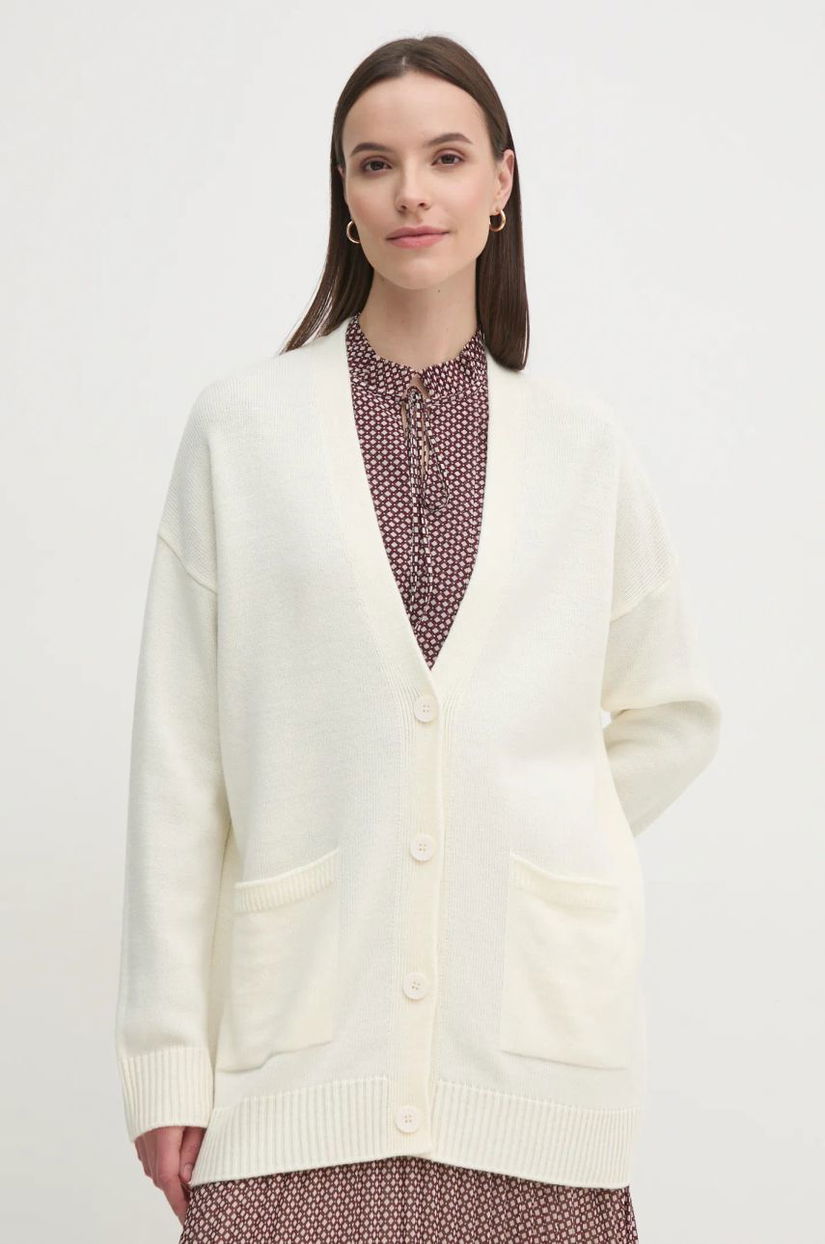 Sisley cardigan din lana culoarea bej, light, 122NM602E