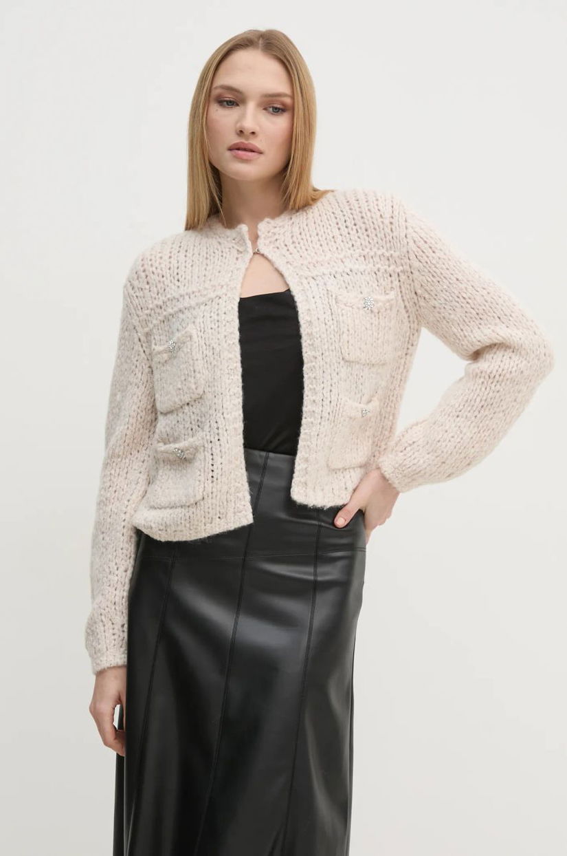 OUI cardigan din amestec de lana culoarea bej, 90614